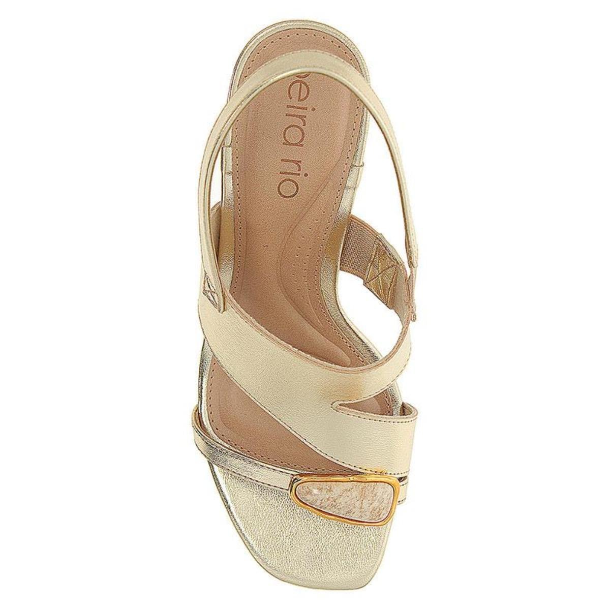 Sandália Salto Grosso Casual Feminino Beira Rio 8436343 Dourado Dourado 4