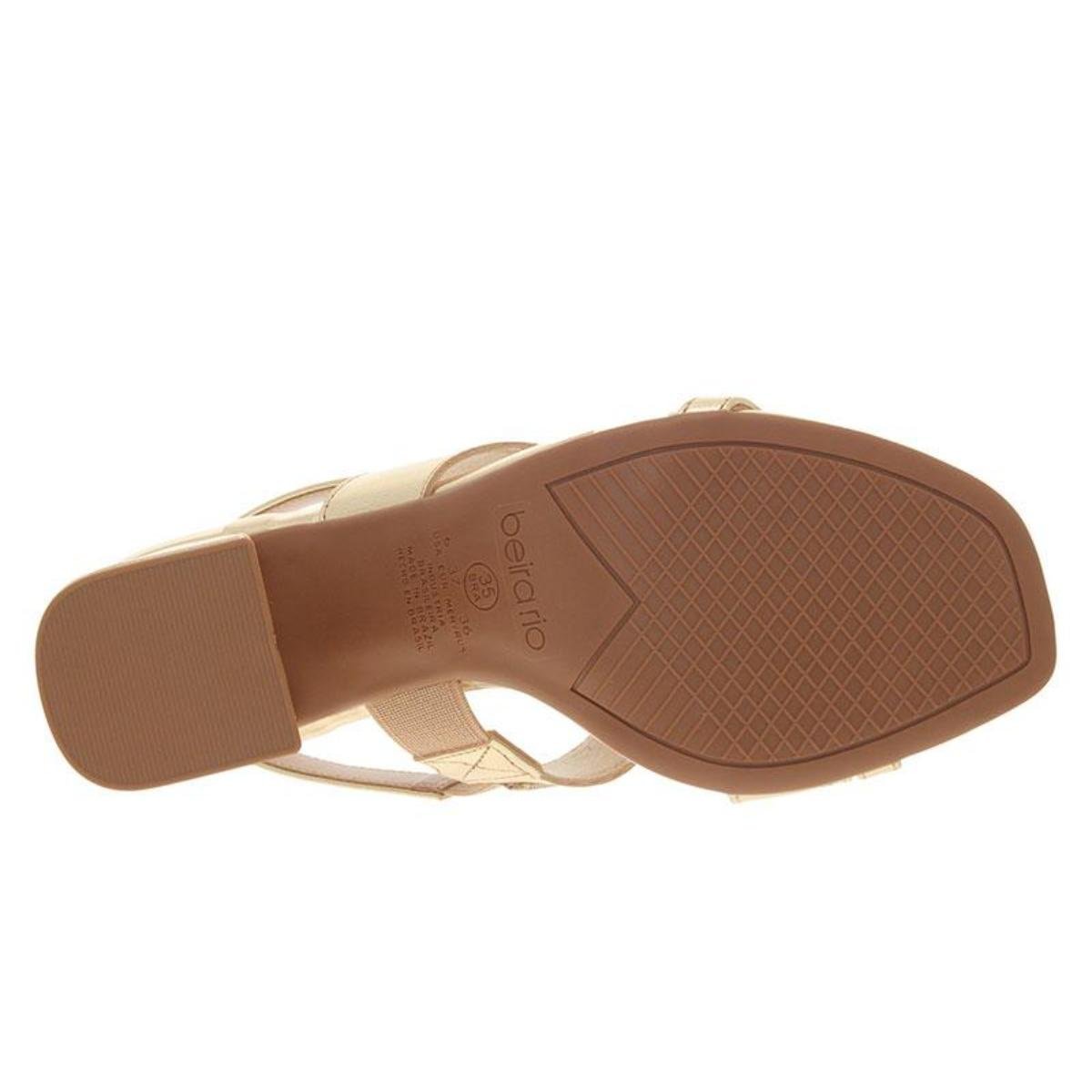 Sandália Salto Grosso Casual Feminino Beira Rio 8436343 Dourado Dourado 7