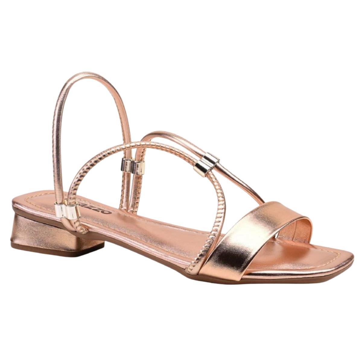 Sandália Salto Baixo Casual Feminino Akazzo 4252AE Dourado