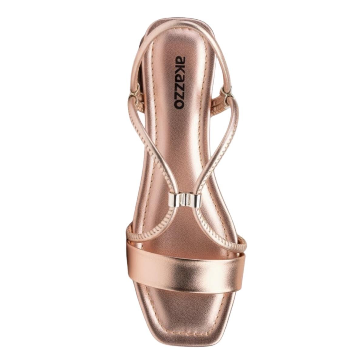 Sandália Salto Baixo Casual Feminino Akazzo 4252AE Dourado Cobre 4