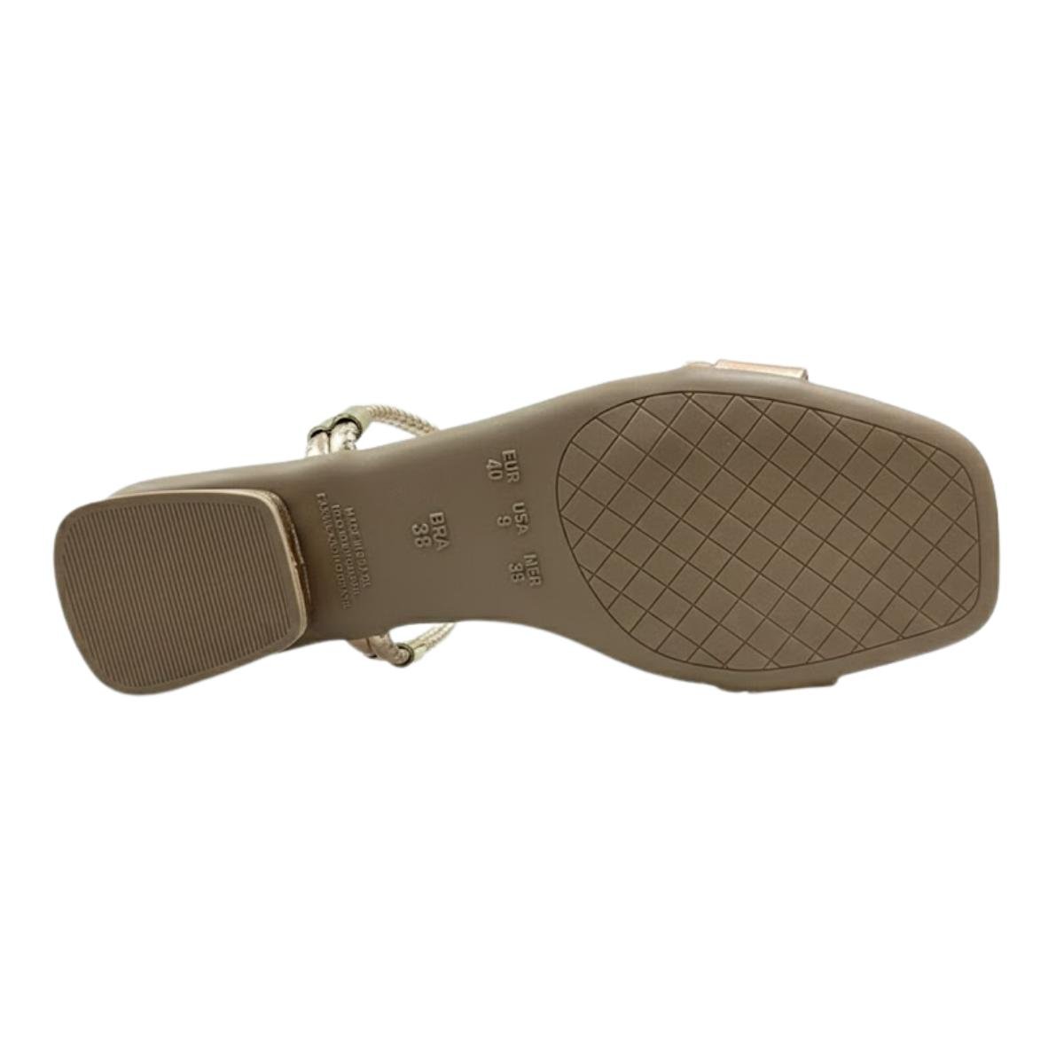 Sandália Salto Baixo Casual Feminino Akazzo 4252AE Dourado Cobre 6
