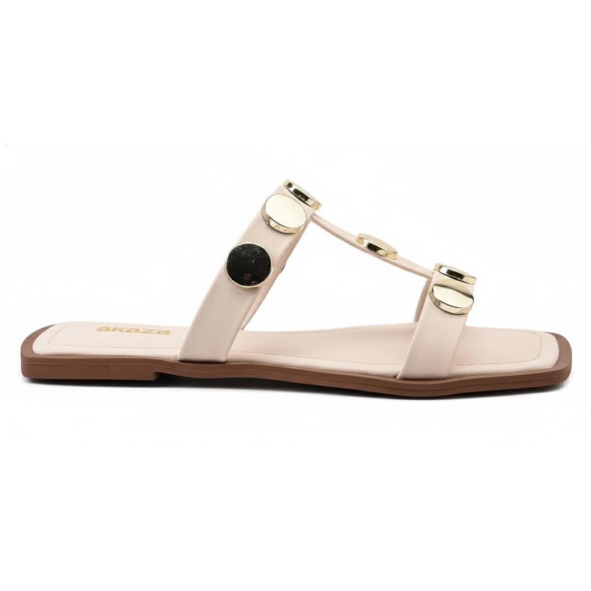 Sandália Rasteirinha Casual Feminino Akazzo 225FE Branco Bege 2