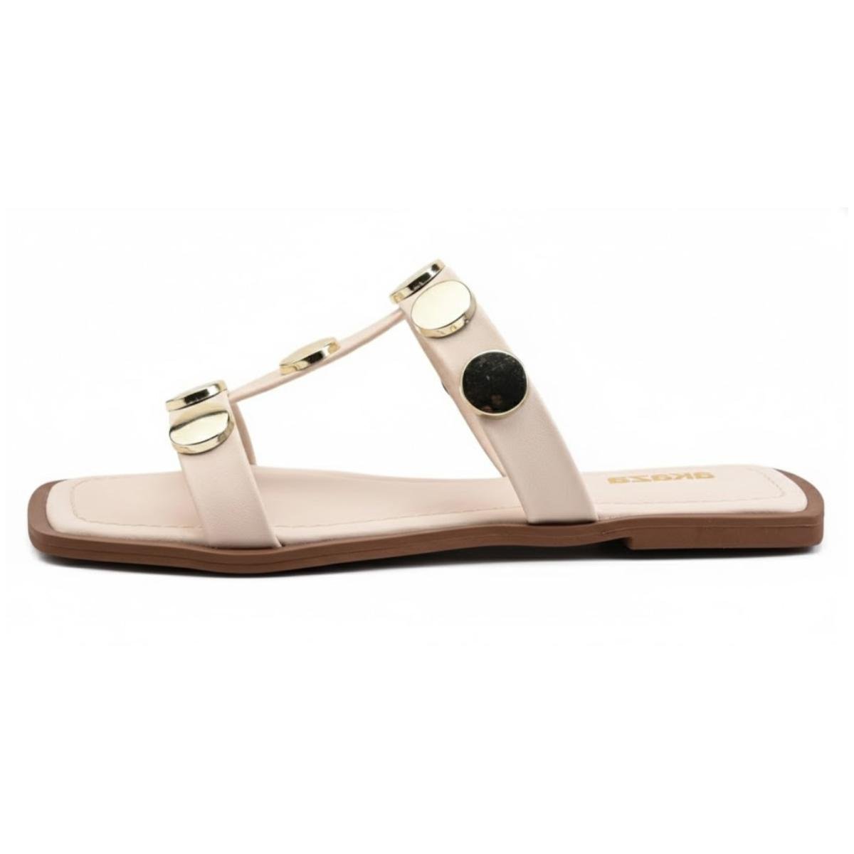 Sandália Rasteirinha Casual Feminino Akazzo 225FE Branco Bege 3