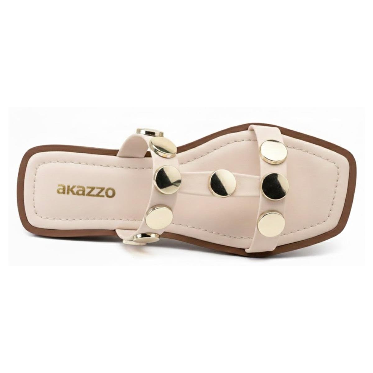 Sandália Rasteirinha Casual Feminino Akazzo 225FE Branco Bege 4