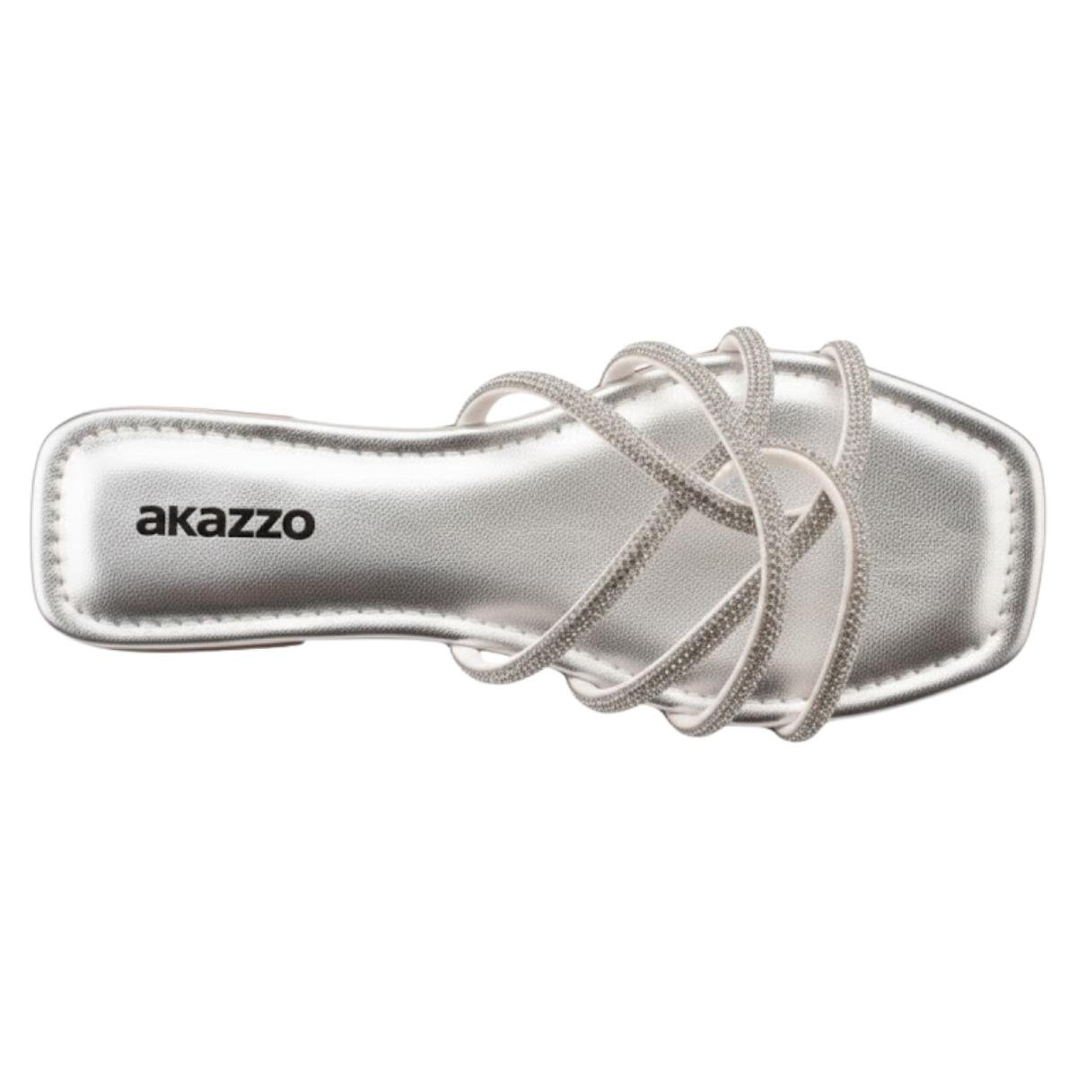 Sandália Rasteirinha Casual Feminino Akazzo 217NE Prata Prata 4