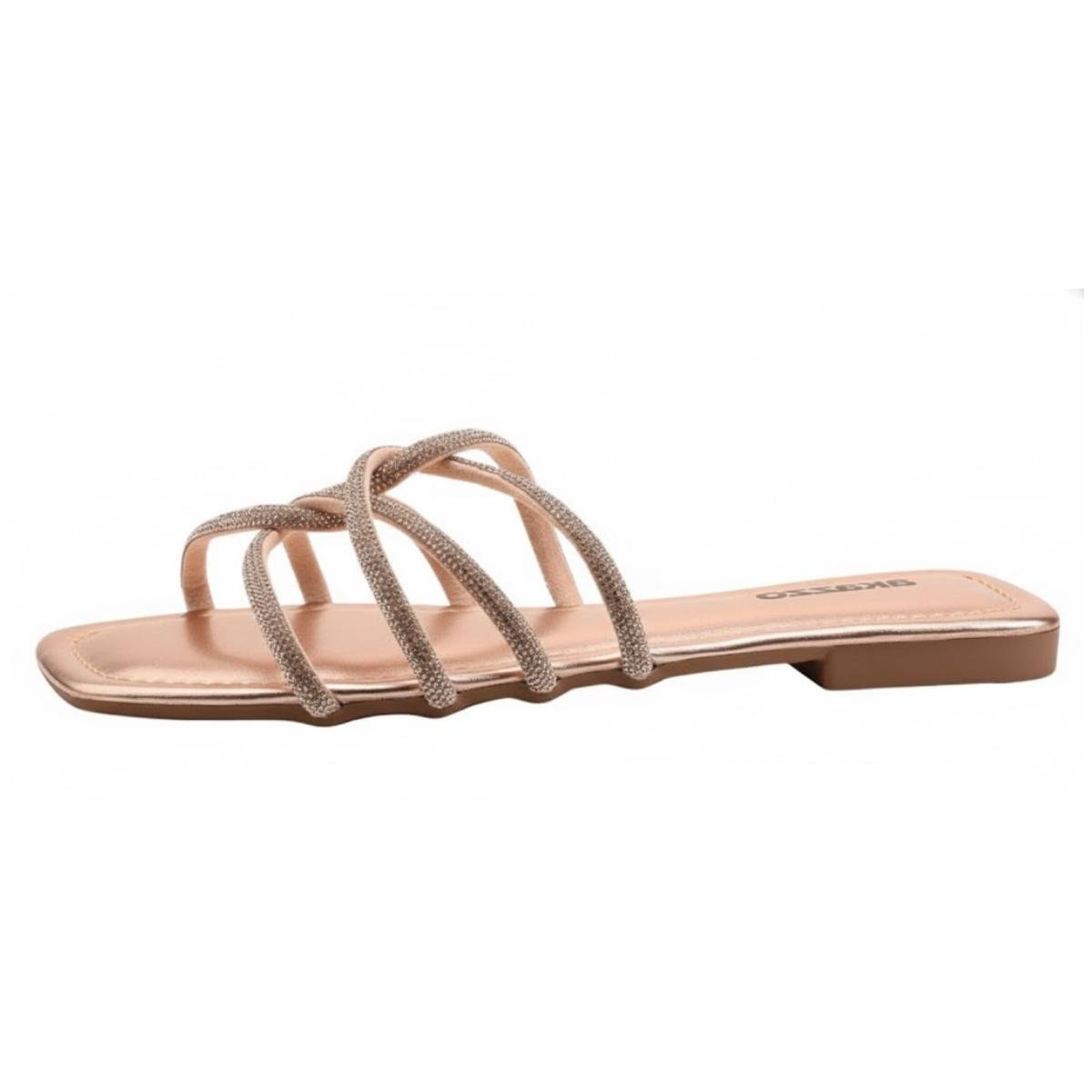 Sandália Rasteirinha Casual Feminino Akazzo 217NE Dourado Cobre 3