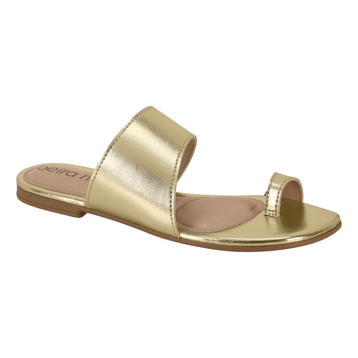 Sandália Rasteirinha Casual Feminino Beira Rio 8560202 Dourado