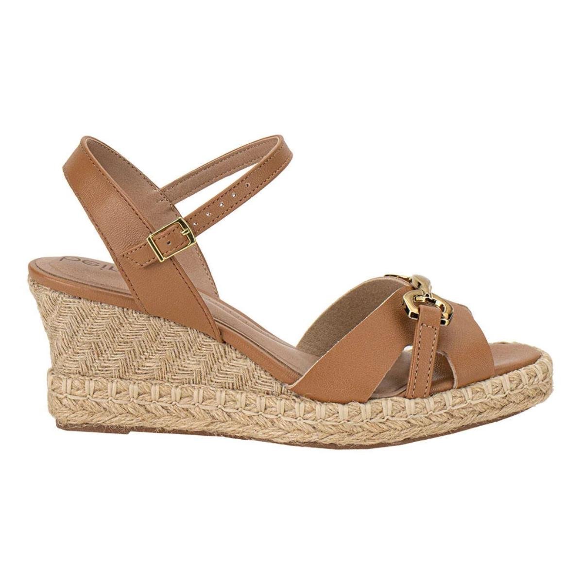 Sandália Anabela Casual Feminino Beira Rio 8486119 Bege Marrom 2