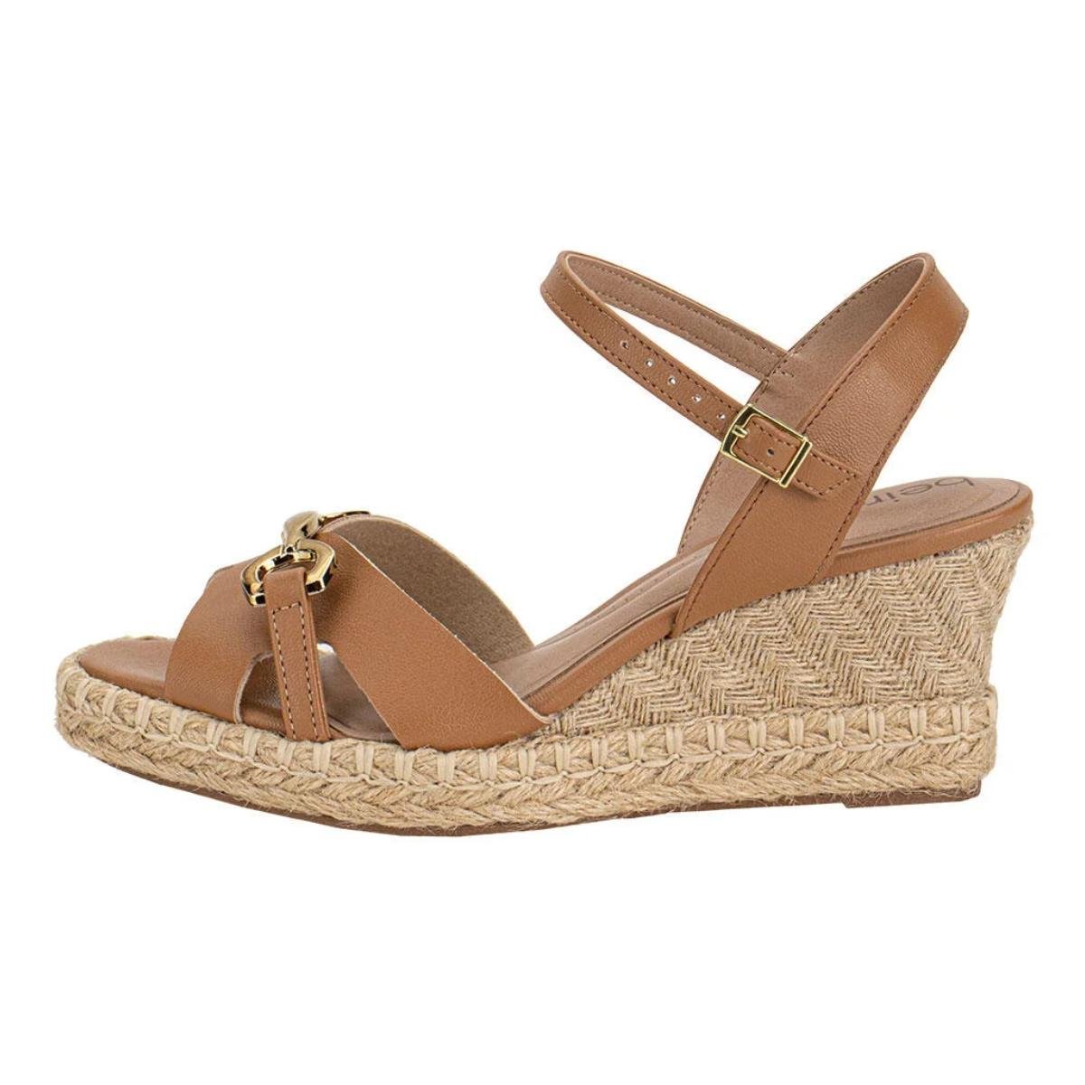 Sandália Anabela Casual Feminino Beira Rio 8486119 Bege Marrom 3