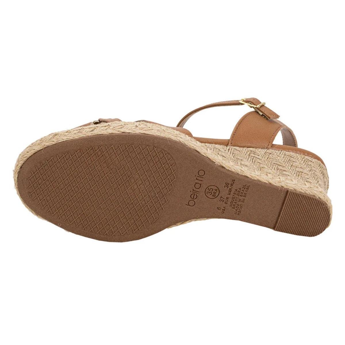 Sandália Anabela Casual Feminino Beira Rio 8486119 Bege Marrom 6