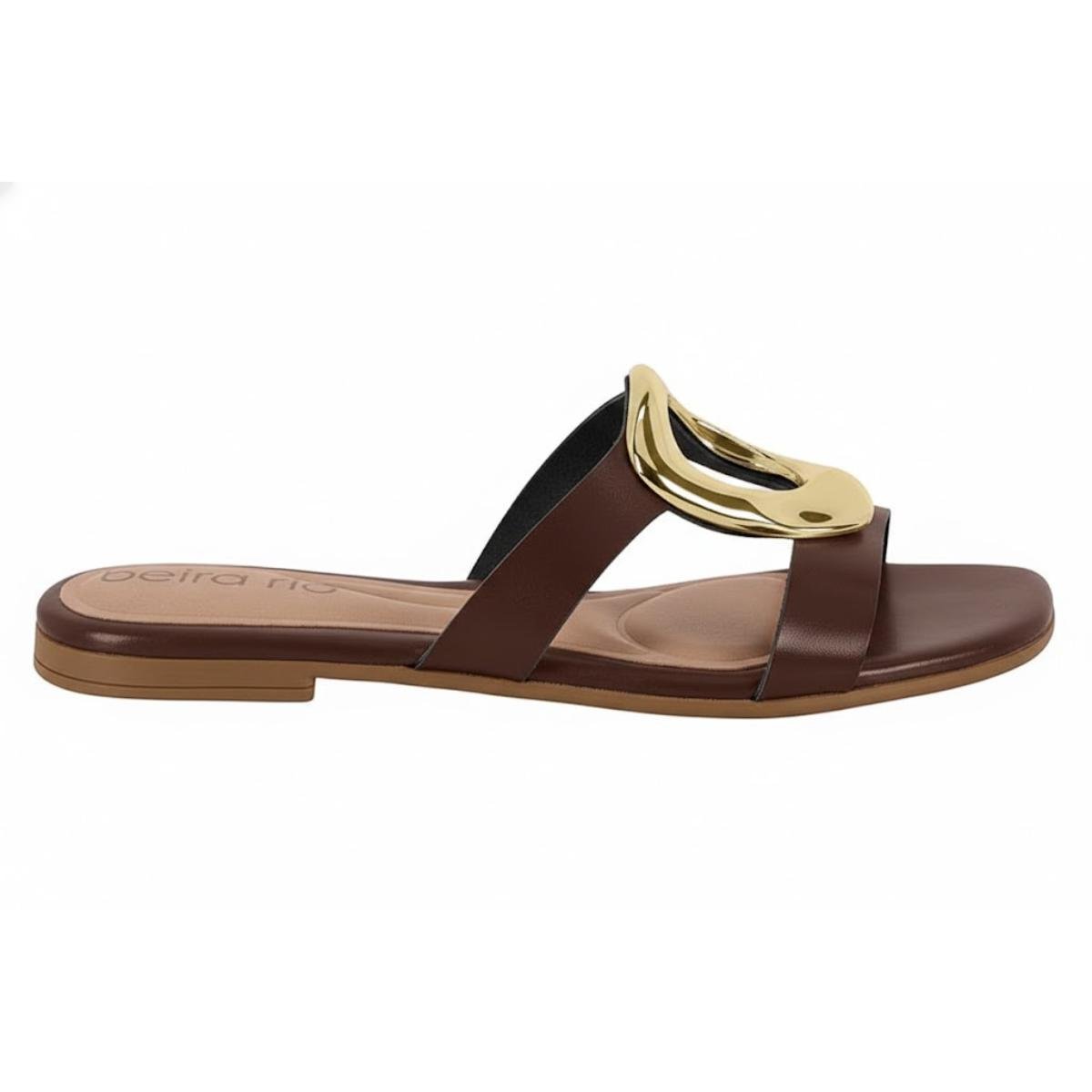 Sandália Rasteirinha Casual Feminino Beira Rio 8560301 Marrom Marrom 2