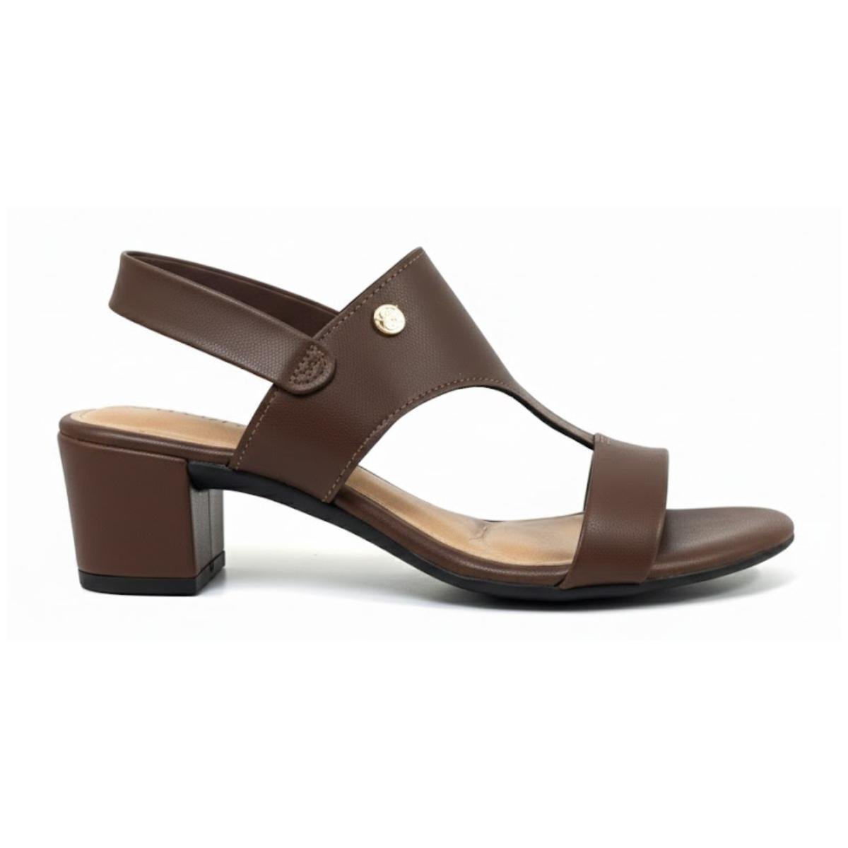 Sandália Salto Grosso Casual Feminino Beira Rio 82461211 Marrom Marrom 2