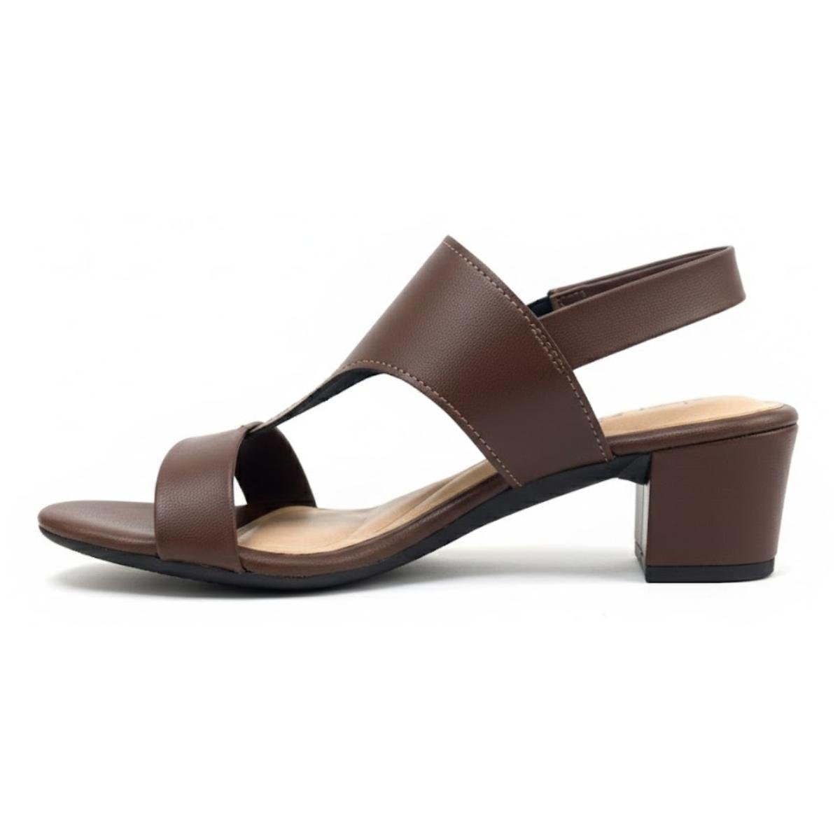Sandália Salto Grosso Casual Feminino Beira Rio 82461211 Marrom Marrom 3