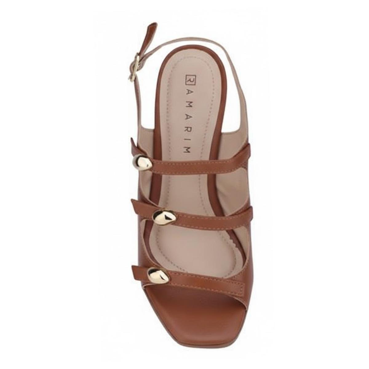 Sandália Salto Bloco Casual Feminino Ramarim 2541205 Marrom Marrom 4