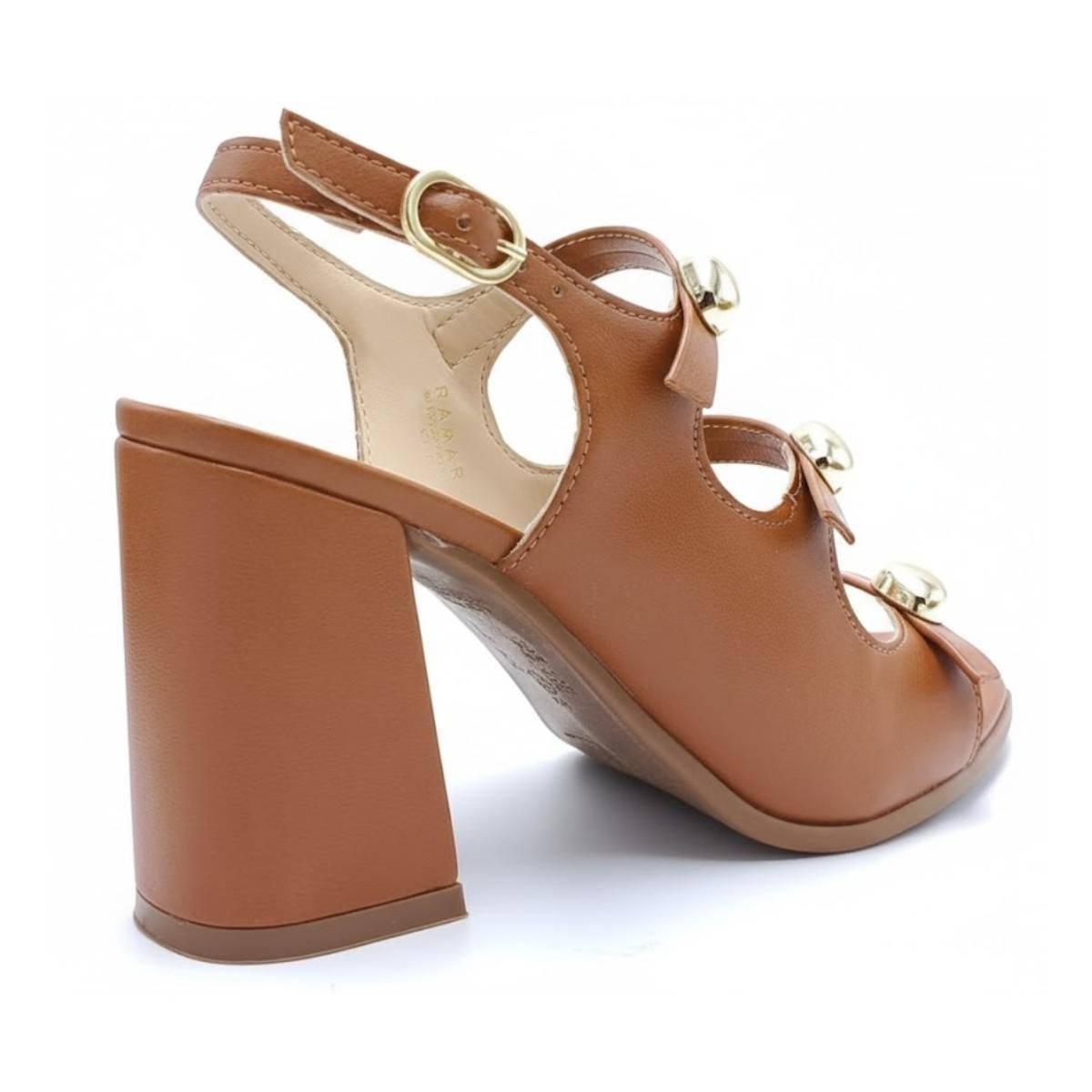 Sandália Salto Bloco Casual Feminino Ramarim 2541205 Marrom Marrom 5