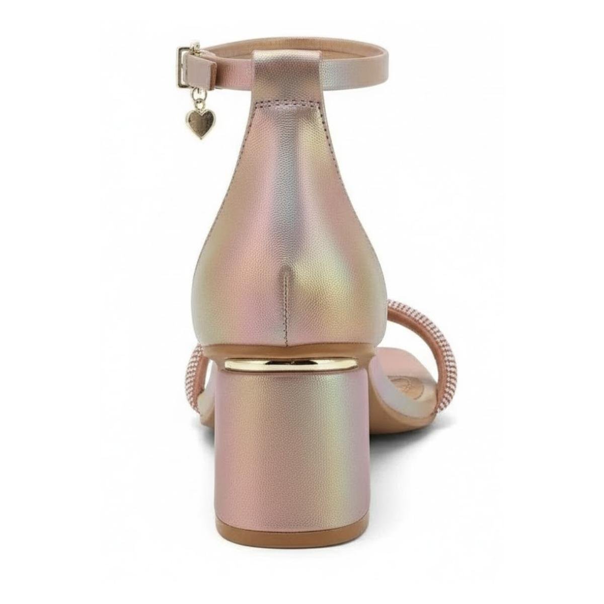 Sandália Salto Bloco Metalizada Casual Feminina Ramarim 23-28205 Ouro Rose Gold 6