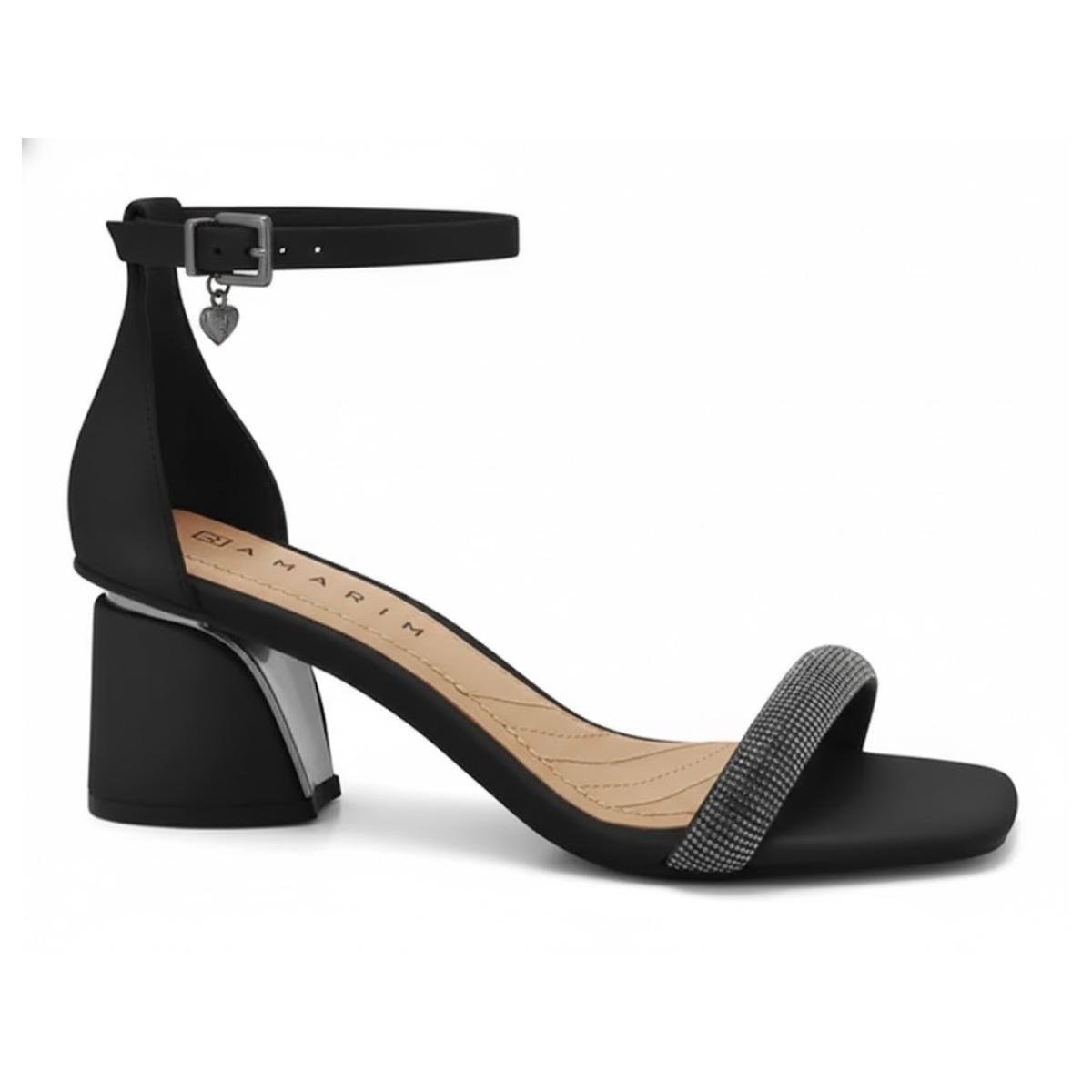 Sandália Salto Bloco Strass Casual Feminina Ramarim 23-28205 Preto Preto 2