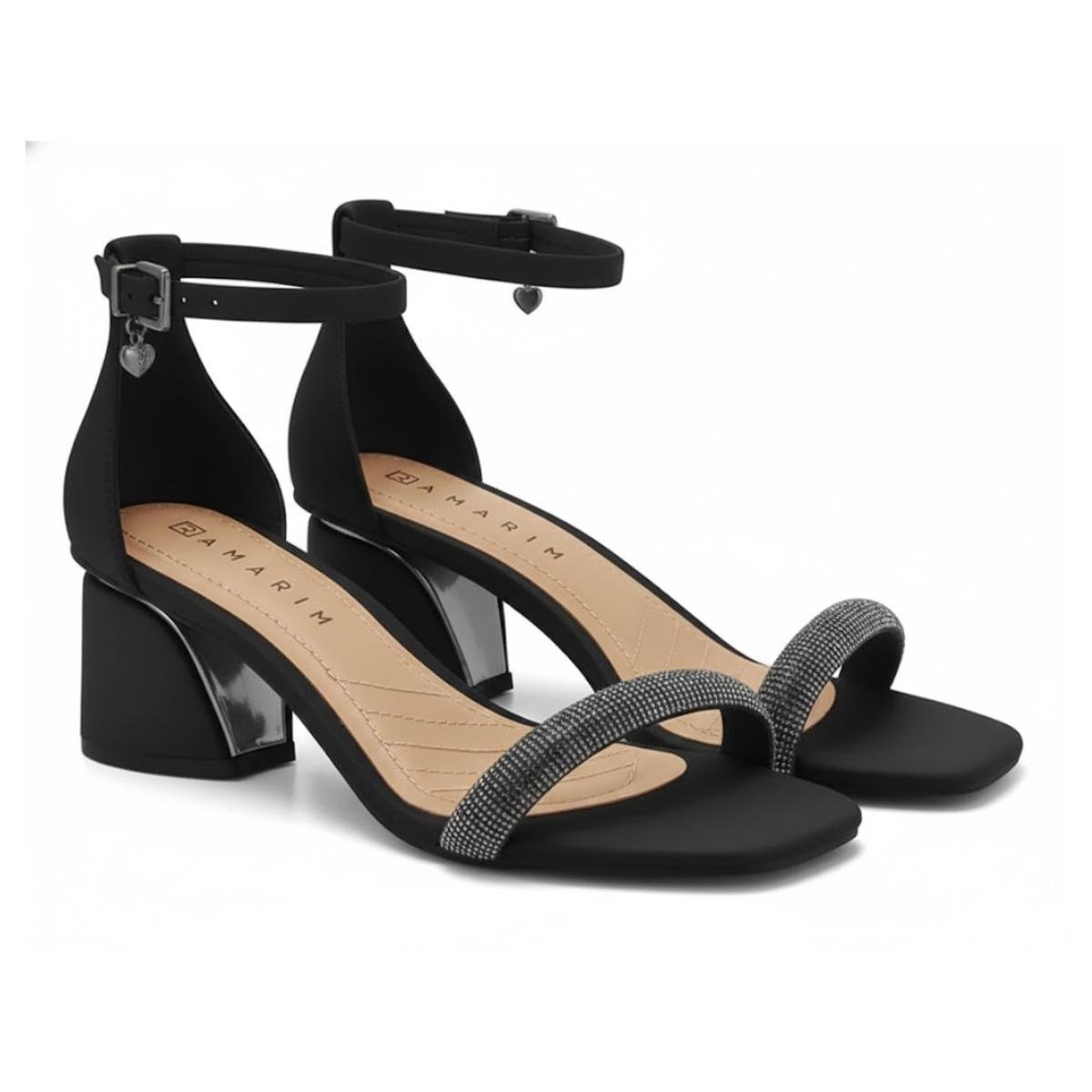 Sandália Salto Bloco Strass Casual Feminina Ramarim 23-28205 Preto Preto 5