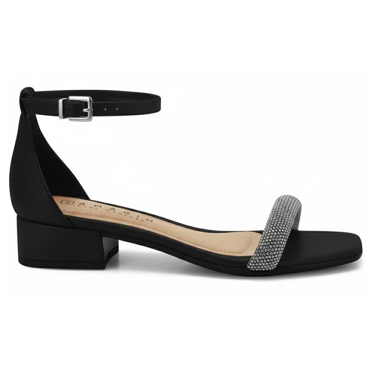 Sandália Salto Bloco Strass Casual Feminino Ramarim 23-48206 Preto Preto 2