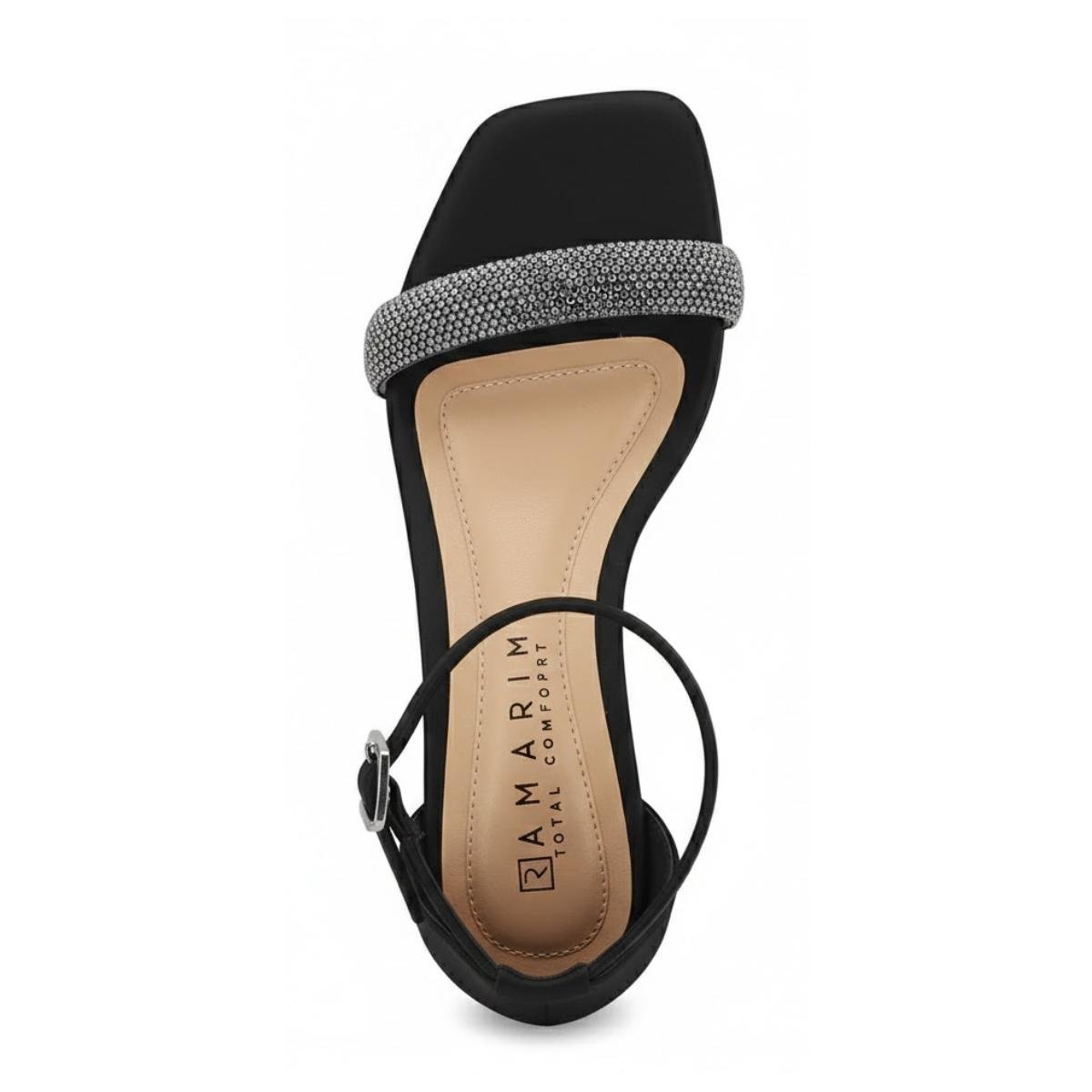 Sandália Salto Bloco Strass Casual Feminino Ramarim 23-48206 Preto Preto 3