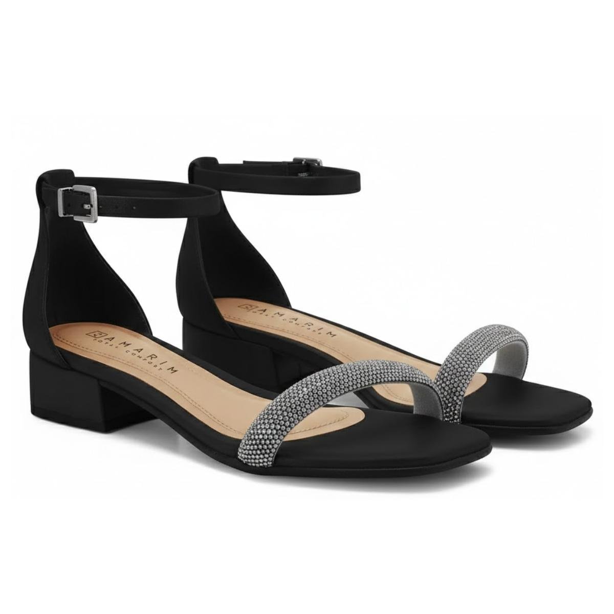 Sandália Salto Bloco Strass Casual Feminino Ramarim 23-48206 Preto Preto 5