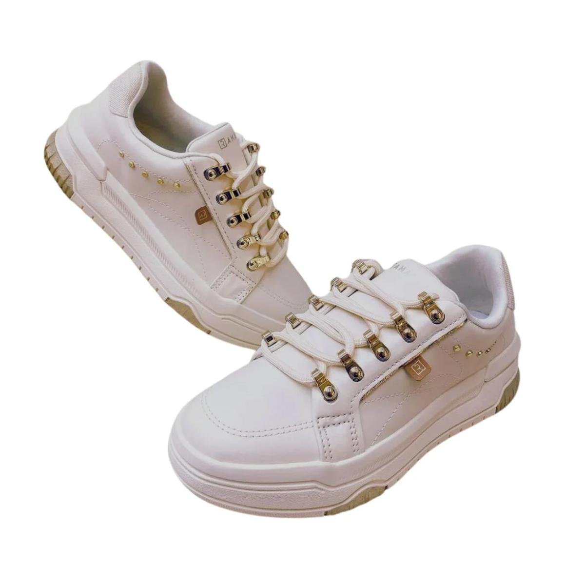 Tênis Casual Feminino Ramarim 25-94201 Areia e Dourado Bege 4