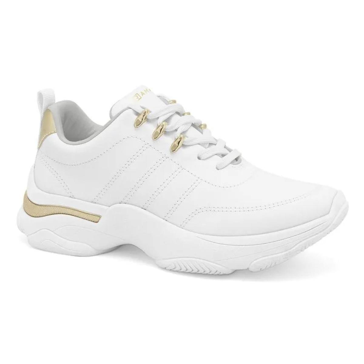 Tênis Chunck Casual Feminino Ramarim 25-74202 Branco e Dourado