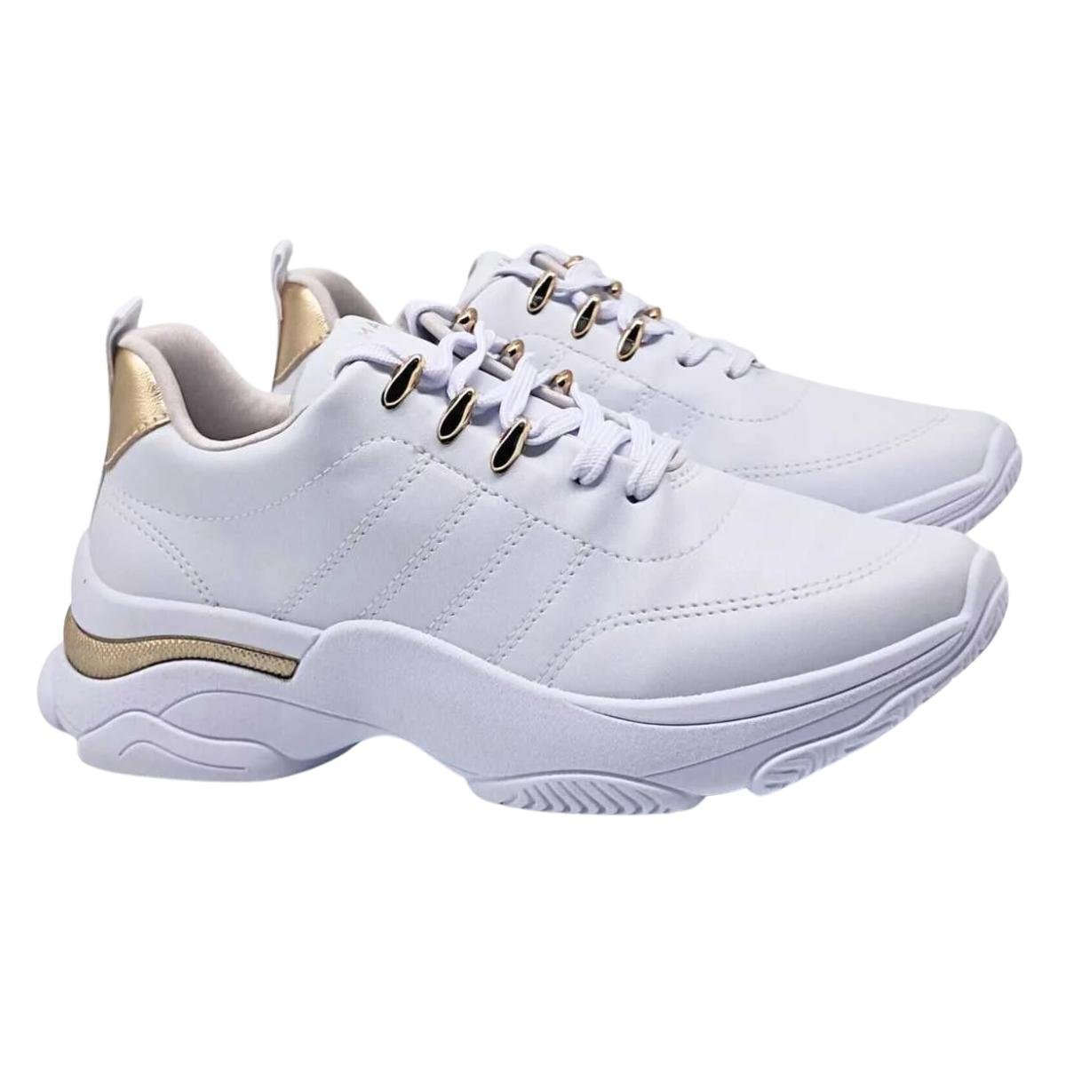 Tênis Chunck Casual Feminino Ramarim 25-74202 Branco e Dourado Branco 4