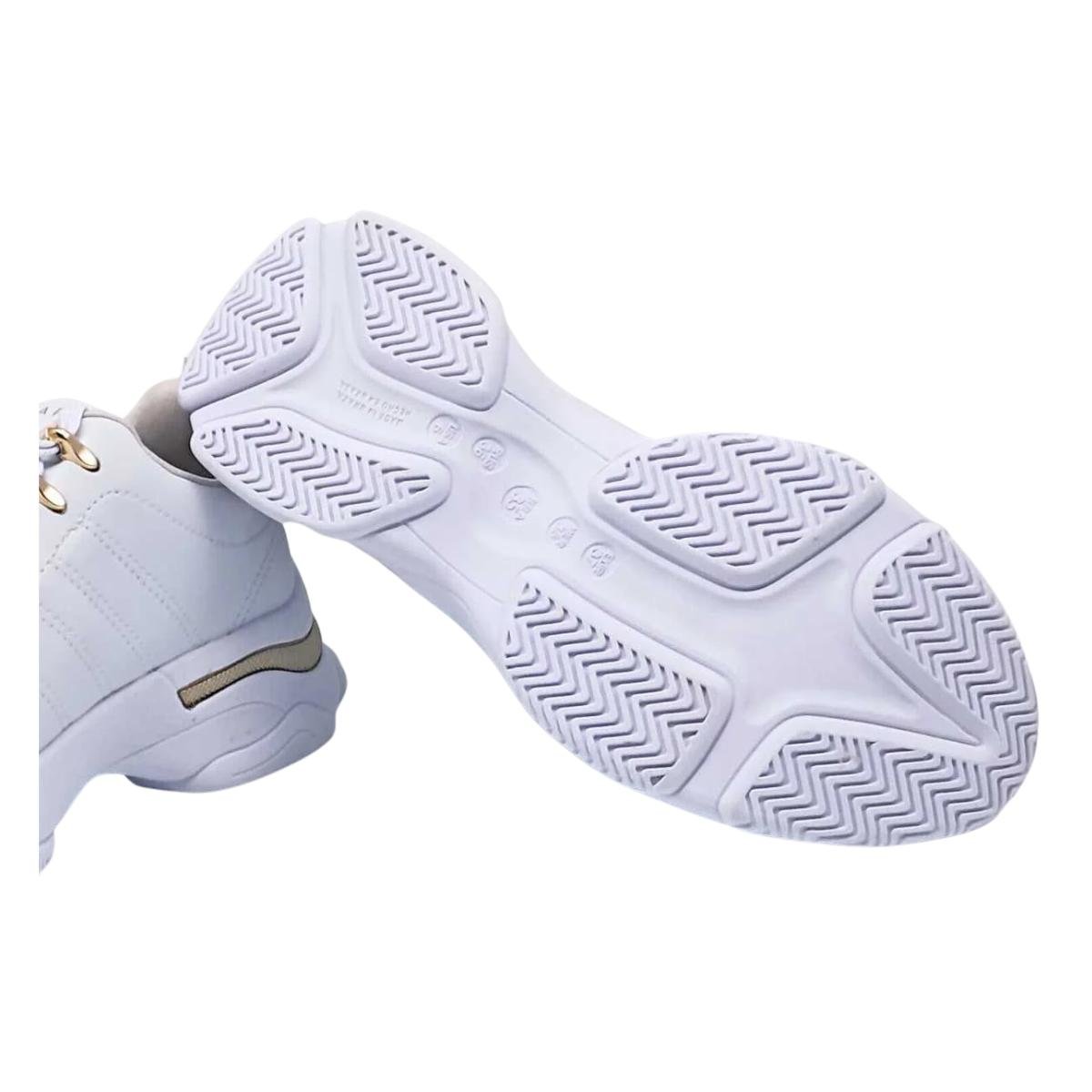 Tênis Chunck Casual Feminino Ramarim 25-74202 Branco e Dourado Branco 5