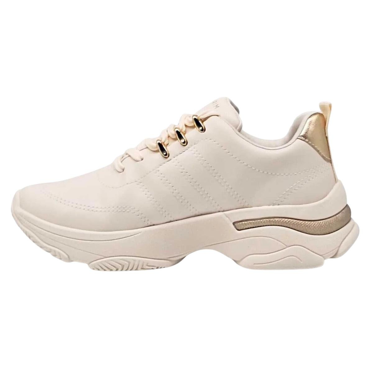 Tênis Chunck Casual Feminino Ramarim 25-74202 Areia e Dourado Bege 3