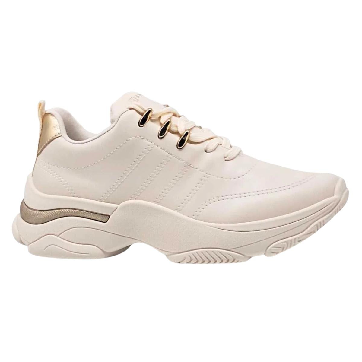 Tênis Chunck Casual Feminino Ramarim 25-74202 Areia e Dourado Bege 2