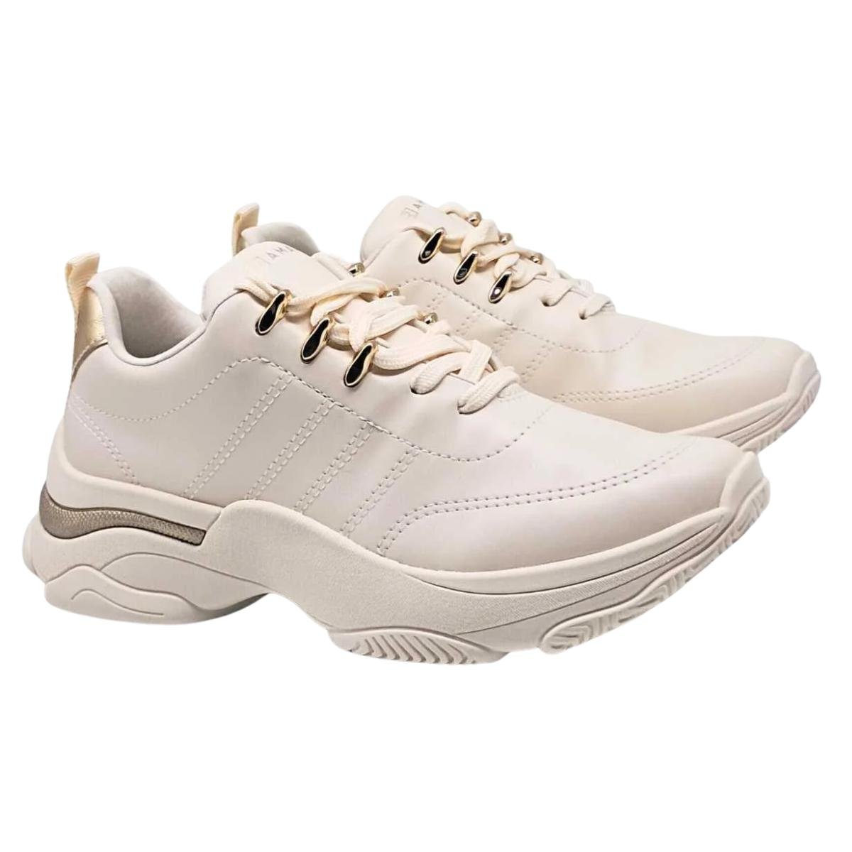 Tênis Chunck Casual Feminino Ramarim 25-74202 Areia e Dourado Bege 4