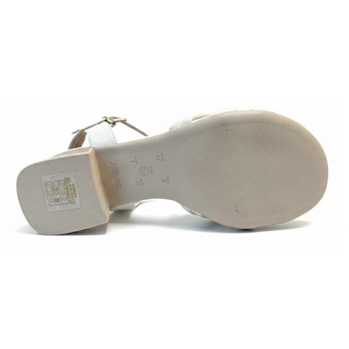 Sandália Salto Bloco Casual Feminino Comfortflex 24-56405 Creme Branco 6