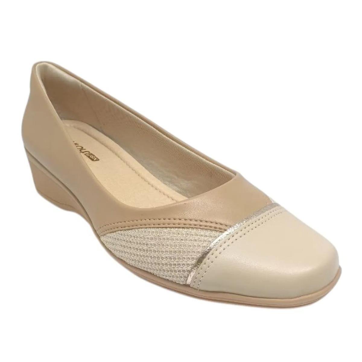 Sapato Anabela Casual Feminino Comfortflex 24-94302 Bege