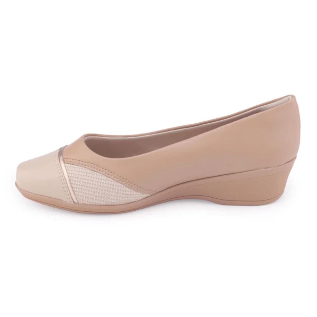 Sapato Anabela Casual Feminino Comfortflex 24-94302 Bege Bege 3