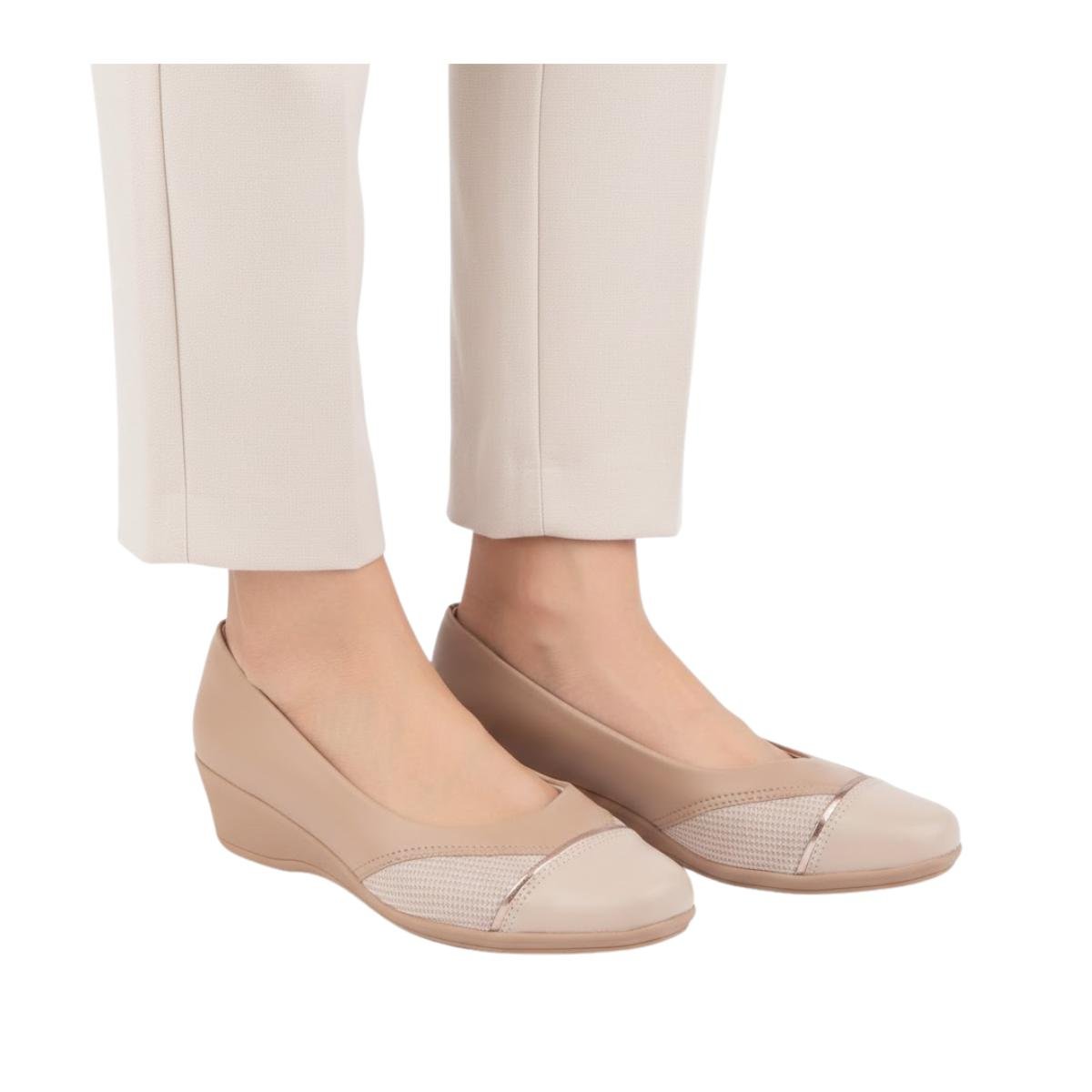 Sapato Anabela Casual Feminino Comfortflex 24-94302 Bege Bege 5