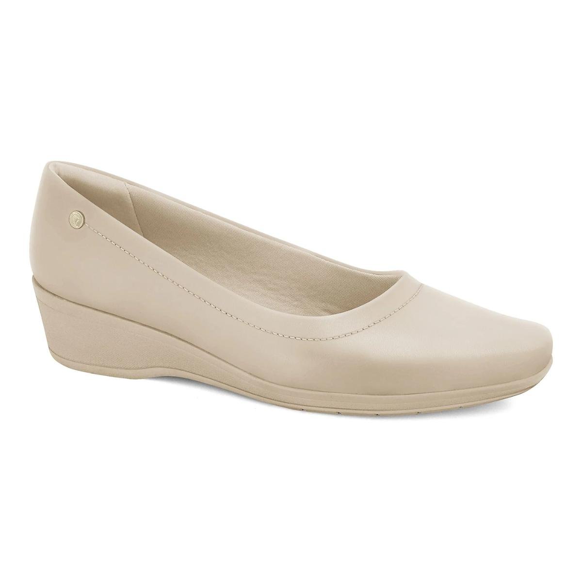 Sapato Anabela Casual Feminino Comfortflex 24-94301 Creme