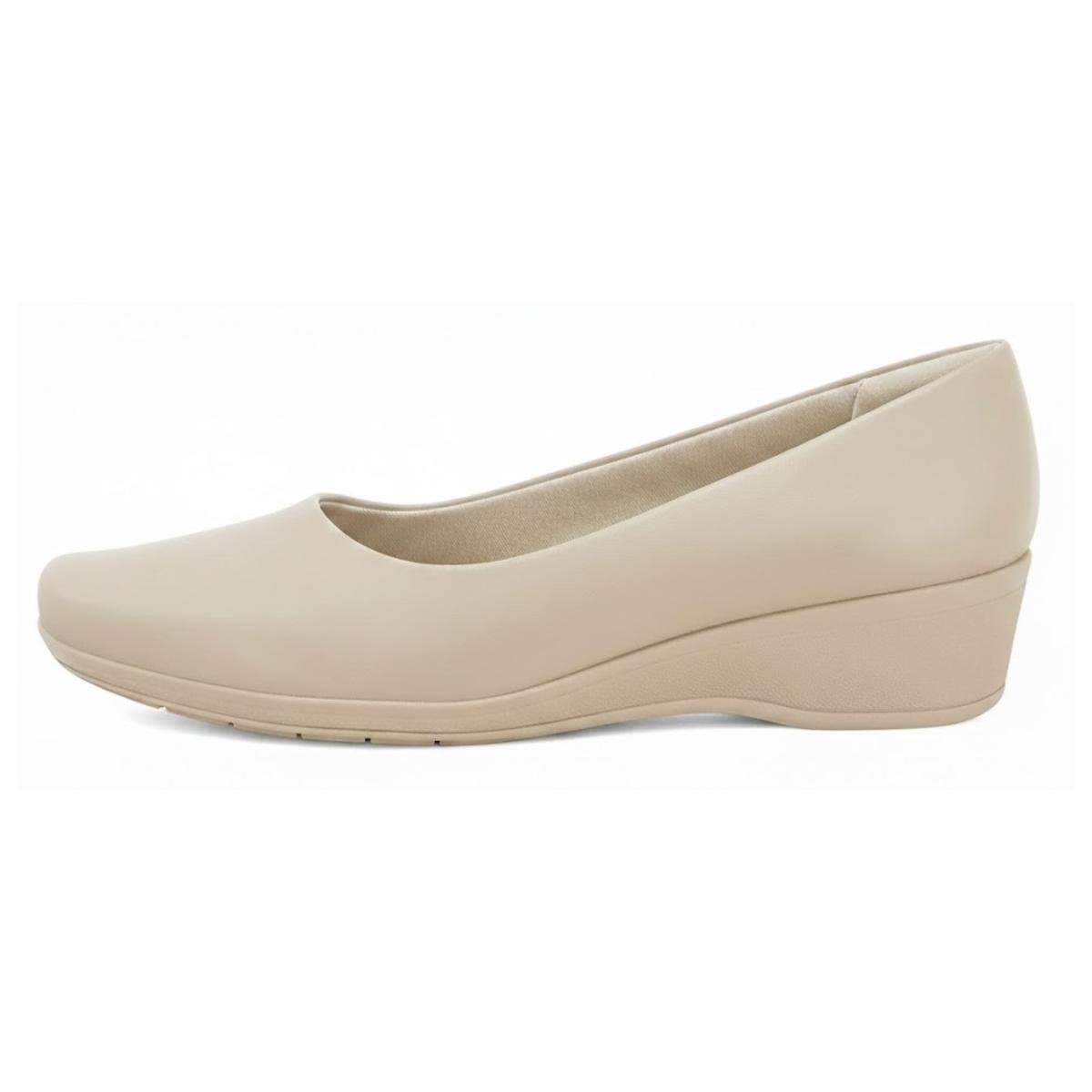 Sapato Anabela Casual Feminino Comfortflex 24-94301 Creme Creme 3