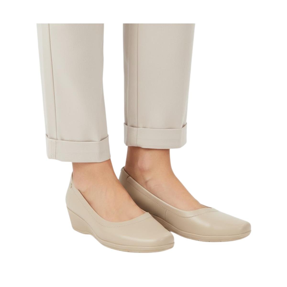 Sapato Anabela Casual Feminino Comfortflex 24-94301 Creme Creme 5