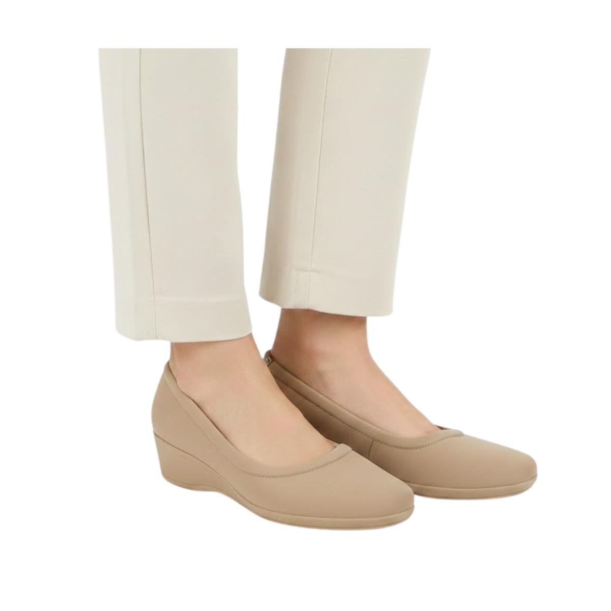 Sapato Anabela Casual Feminino Comfortflex 24-94305 Bege Bege 5