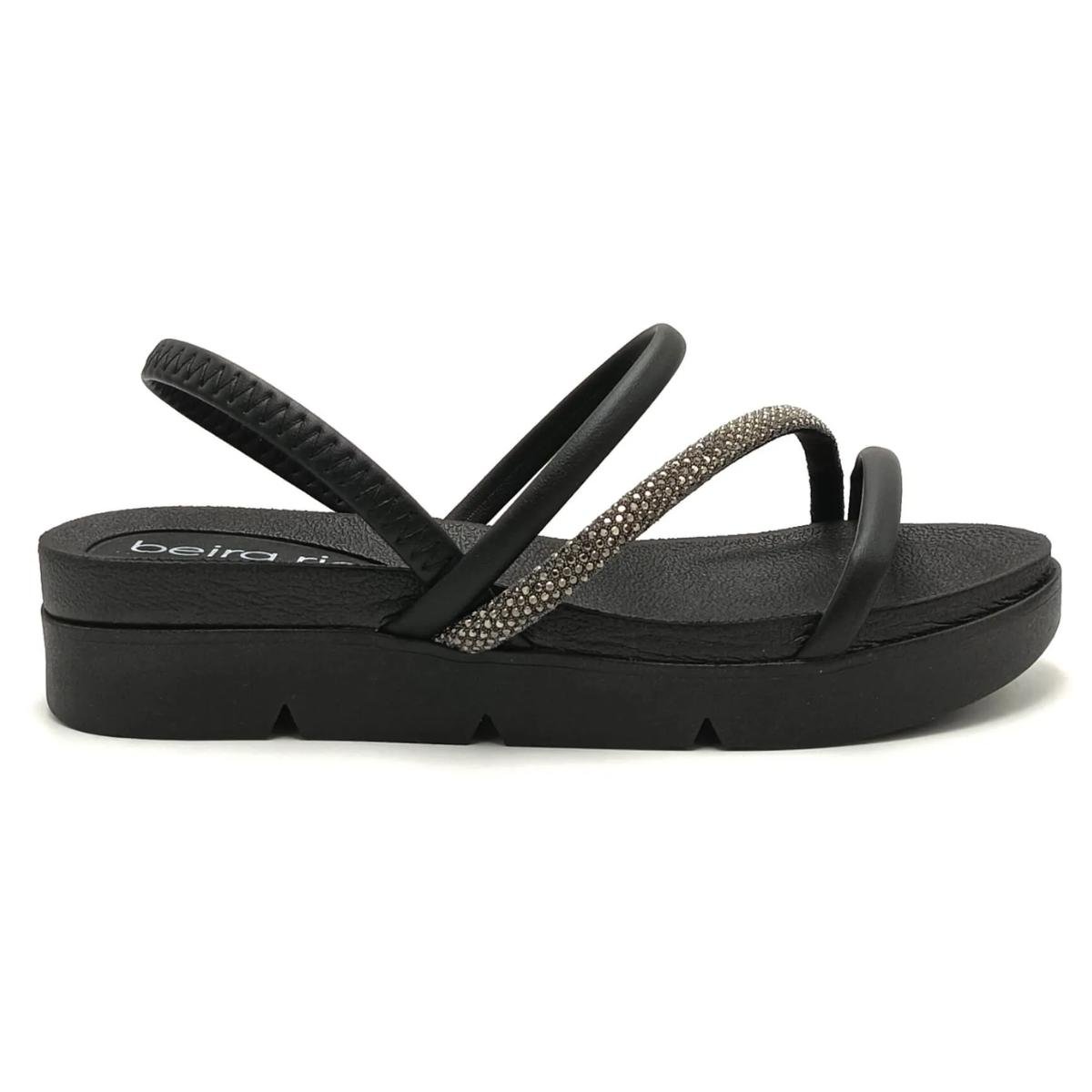 Sandália Papete Strass Casual Feminino Beira Rio 8387530 Preto Preto 4