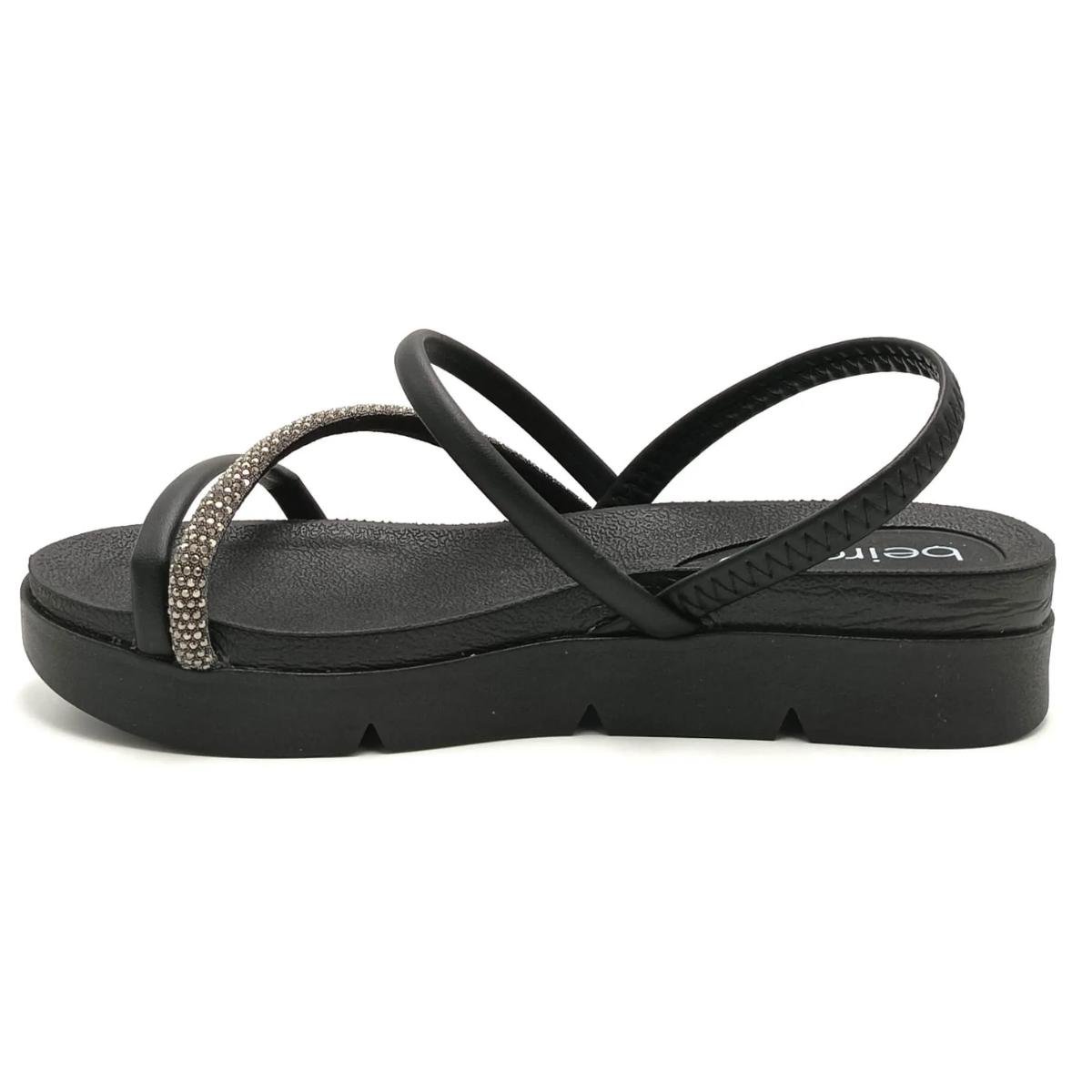 Sandália Papete Strass Casual Feminino Beira Rio 8387530 Preto Preto 5