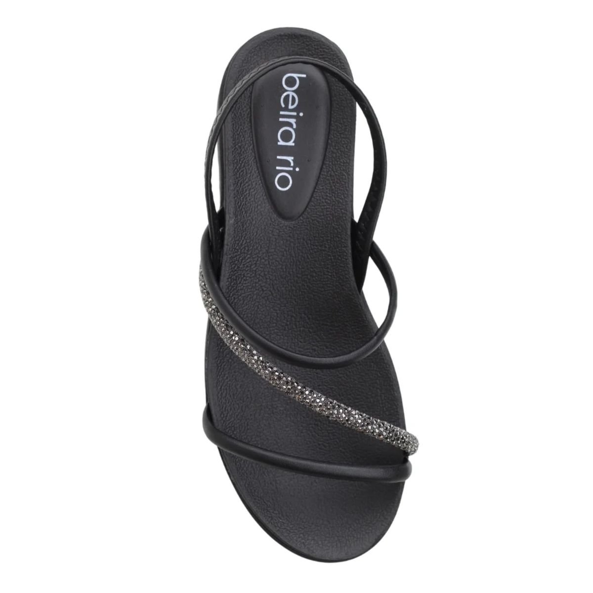Sandália Papete Strass Casual Feminino Beira Rio 8387530 Preto Preto 6