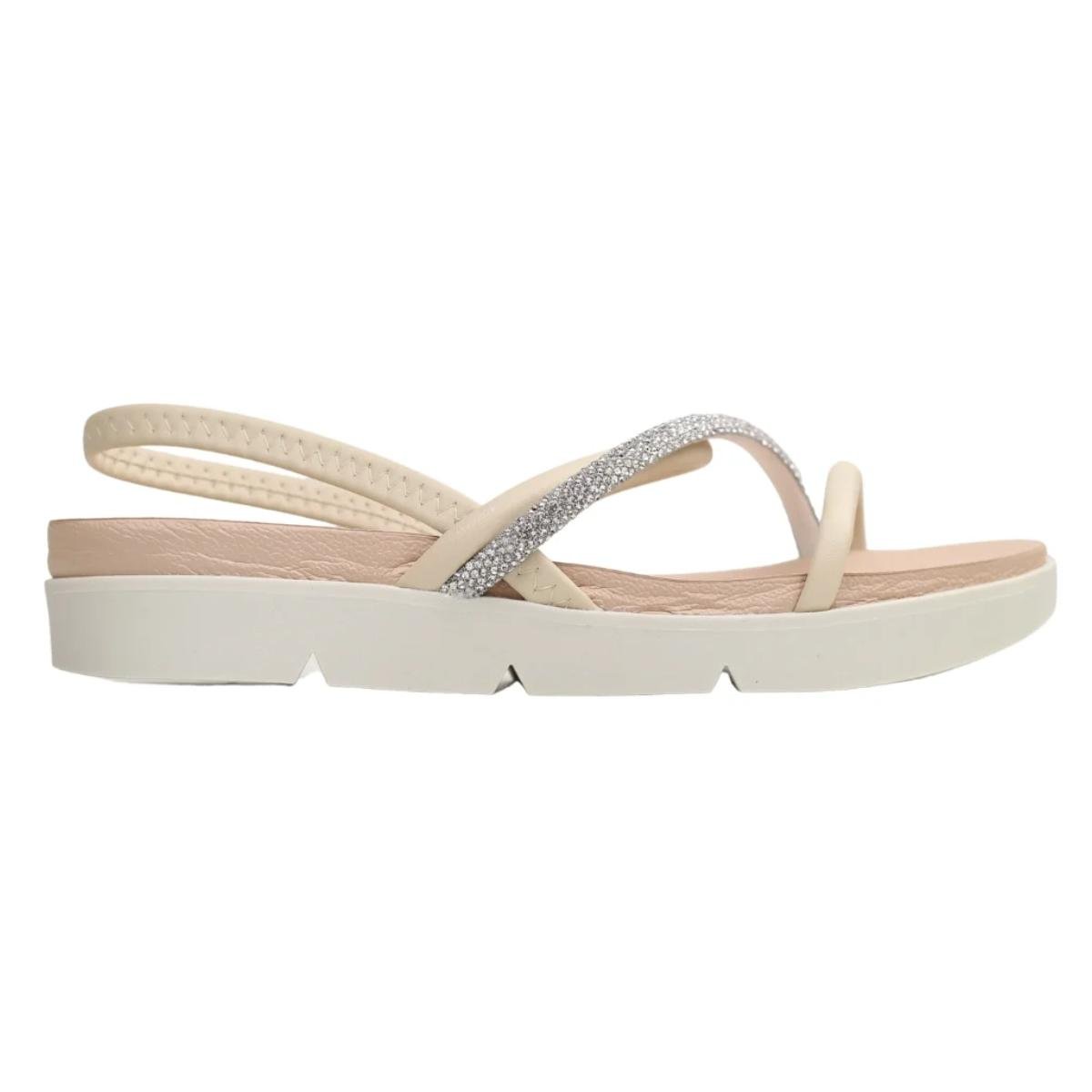 Sandália Papete Strass Casual Feminino Beira Rio 8387530 Off White Branco 2
