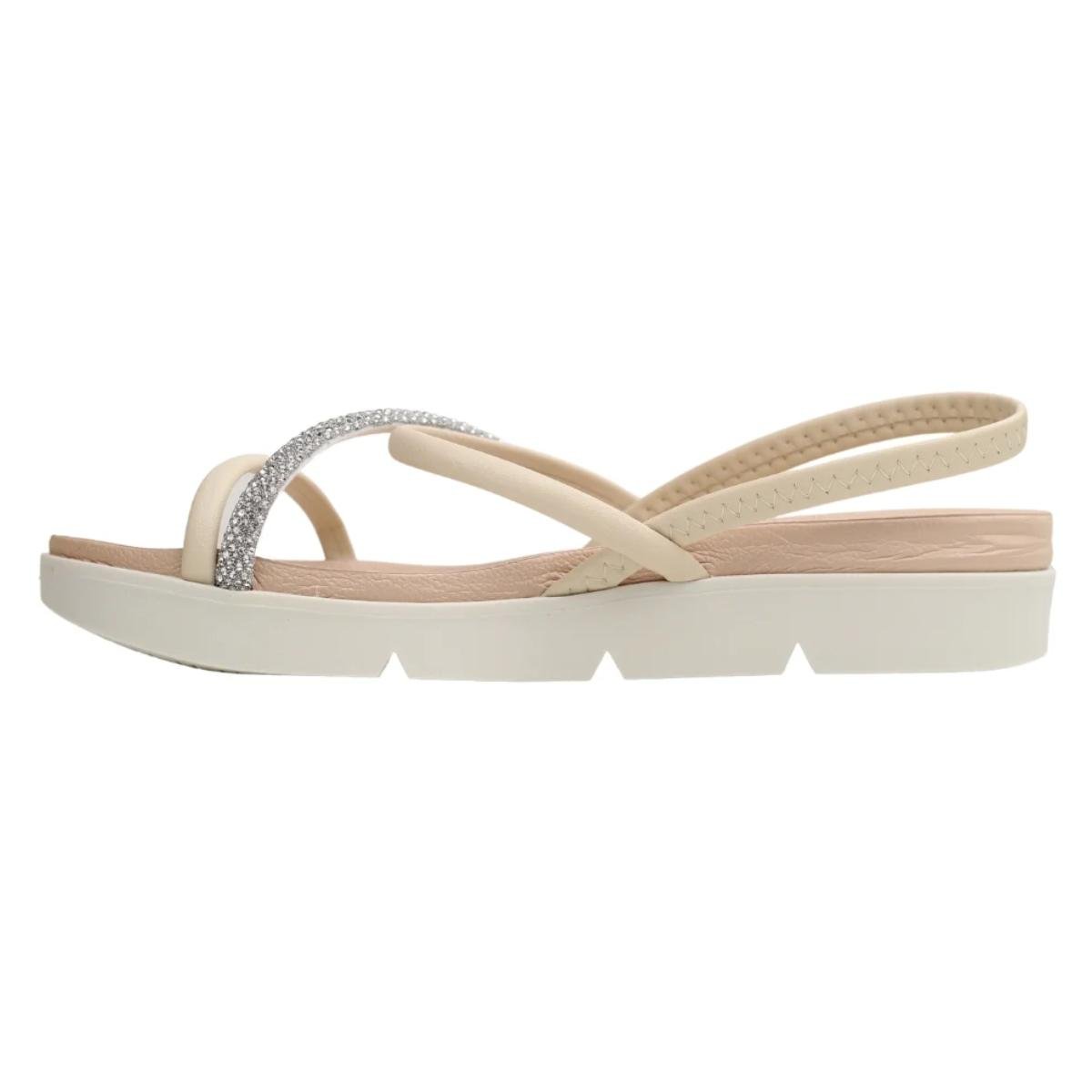 Sandália Papete Strass Casual Feminino Beira Rio 8387530 Off White Branco 3