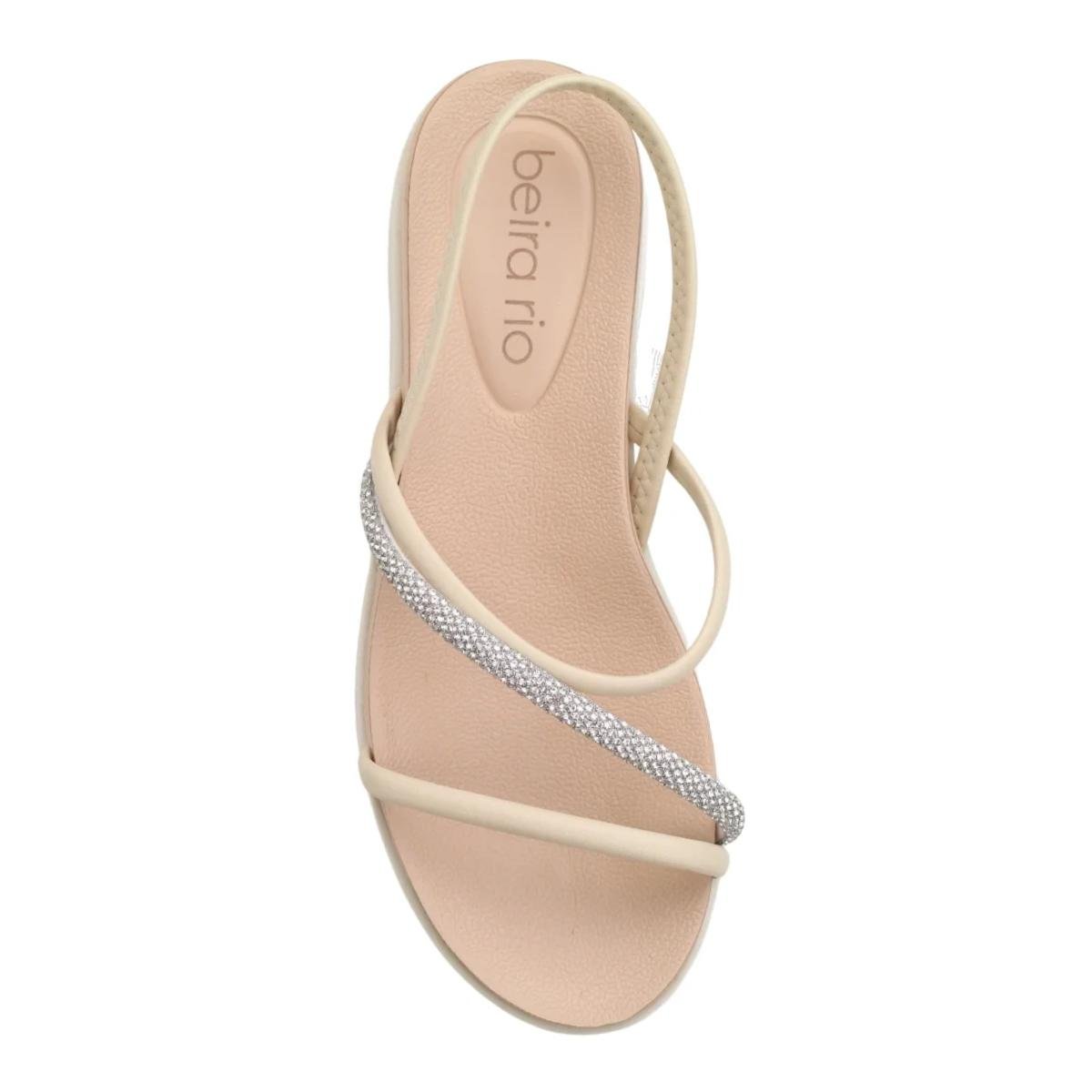 Sandália Papete Strass Casual Feminino Beira Rio 8387530 Off White Branco 4