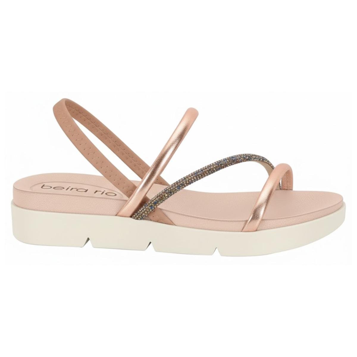 Sandália Papete Strass Casual Feminino Beira Rio 8387530 Ouro Dourado 4