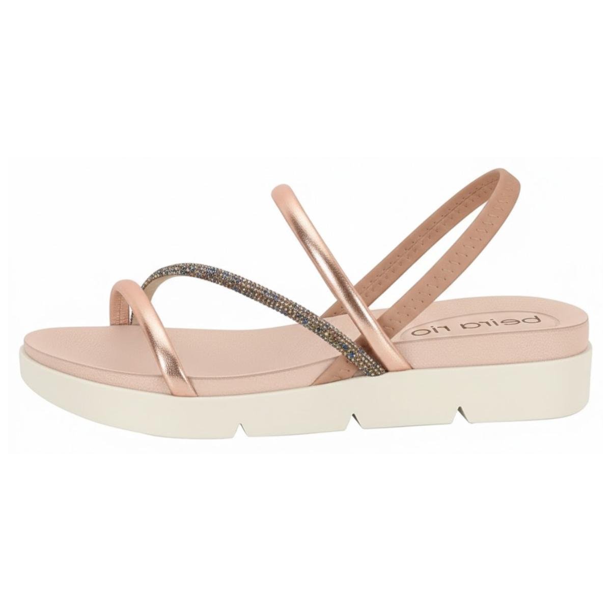 Sandália Papete Strass Casual Feminino Beira Rio 8387530 Ouro Dourado 5