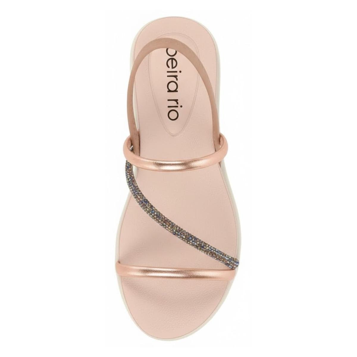 Sandália Papete Strass Casual Feminino Beira Rio 8387530 Ouro Dourado 6