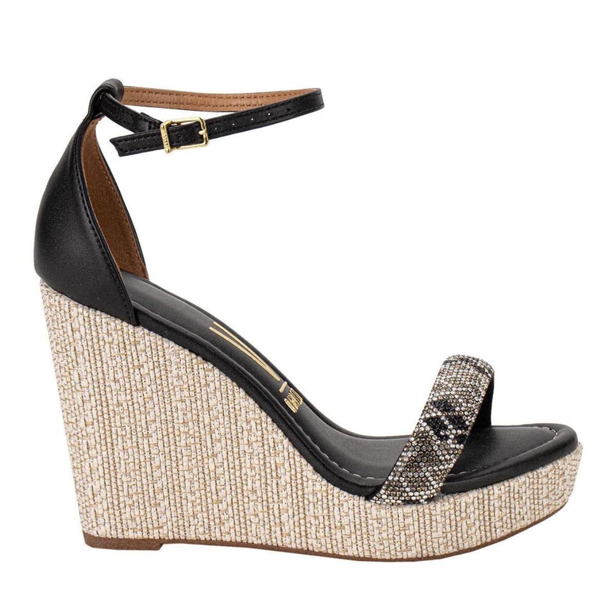 Sandália Anabela Strass Casual Feminino Vizzano 62832115 Preto Preto 2